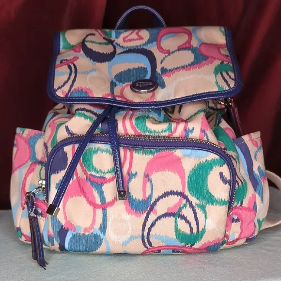 Coach | Bags | Pink And Blue Colorful Backpack With Playful  display picture 2